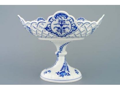 Zwiebelmuster Openwork pentagonal bowl 28cm high on a decorative leg Original Blue Onion Pattern Bohemia from Dubi 