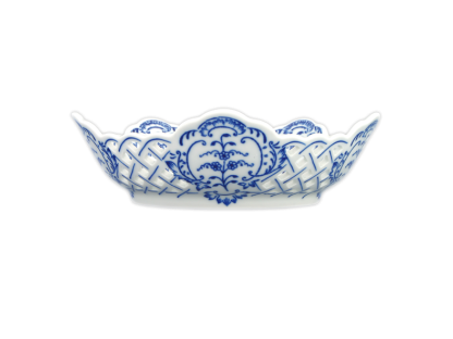 Zwiebelmuster Durchbrochene fünfeckige Schale 19cm Original Bohemia Porzellan Dubi Karlsbader 