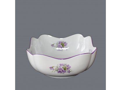 Square salad bowl 18 cm high Violets Bohemia porcelain Dubí