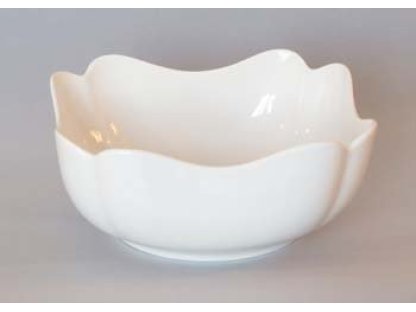 Misa šalátová štvorhranná 18cm vysoká biele Rokoko Český porcelán Dubí