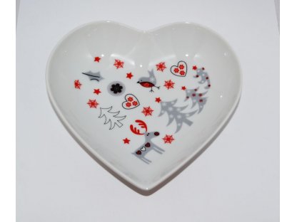 Heart bowl christmas motif reindeer Czech porcelain Dubí
