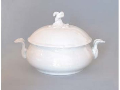 Mísa polévková oválná bez výřezu 2,00l 1840g bílé Rokoko Český porcelán Dubí 