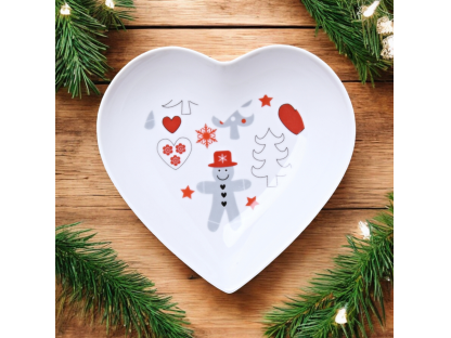 Misa srdca vianočný motív SOB 16cm Český porcelán Dubí