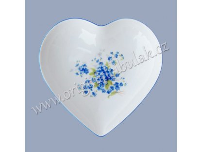 Bowl of heart forget-me-nots Czech porcelain Dubí blue line