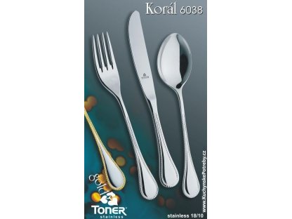 Dining knife TONER Koral Gold gilded 1 piece stainless steel 6038
