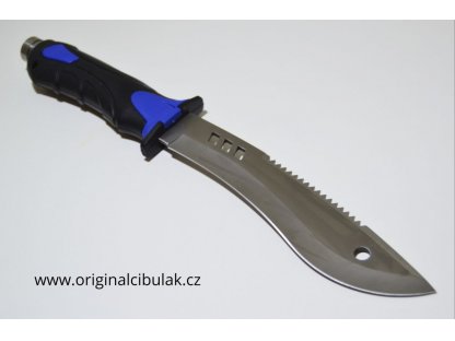 nůž kuchynský lovecký masivní s pilkou modrý