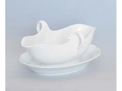 Saucepan oval with base 0.55l white Czech porcelain Dubí