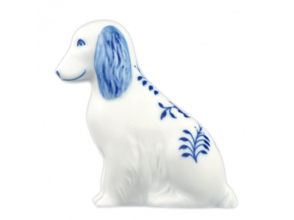 Zwiebelmuster Hund sitzend 10 cm Original Bohemia Porzellan Dubi Karlsbader