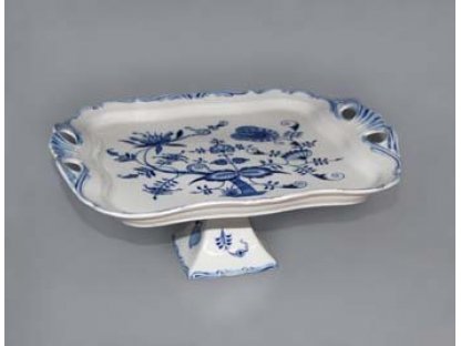 Zwiebelmuster Aida square tray 34x29cm on a leg Original Blue Onion Pattern Bohemia from Dubi