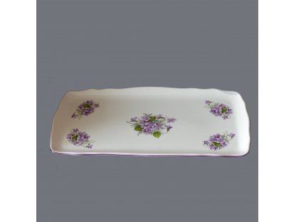 Tray square 45cm Violets Bohemia porcelain Dubí