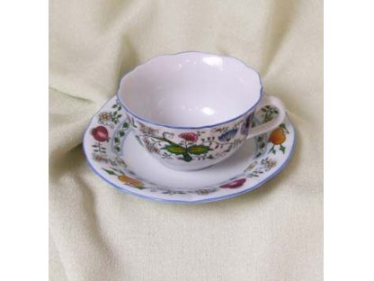 Zwiebelmuster Cup C/1 with  Saucer ZC/1,Nature  Original Bohemia Porcelain from Dubi