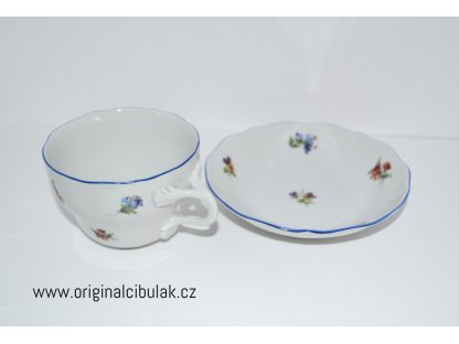 Šálek + podšálek házenka Rakouská modrá linka originální porcelán Dubí