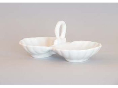 Slánka dvoudílná s úchytkou 12cm bílé  Rokoko Český porcelán Dubí 2. jakost