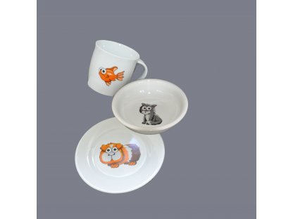 Souprava dětská třídílná MB zvířátka Český porcelán Dubí 
