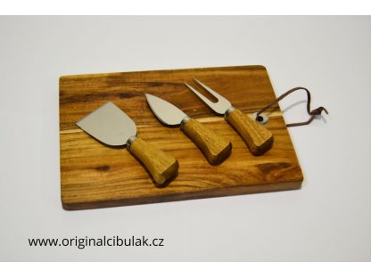 souprava na sýr prkenko nůž vidlička sekáček dárková kazeta 24 cm Collini