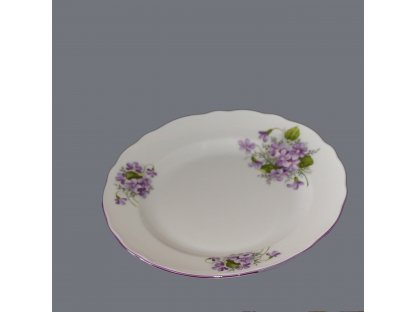 Talíř dezertní praporový  17cm Fialky Český porcelán Dubí