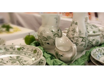 Cibulák Hlboký tanier 24 cm zelený dekor originálny cibulák cibuľový porcelán Dubí