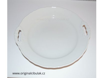 talíř koláčový s uchy bílý 28 cm porcelán Dubí