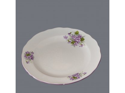 Talíř mělký praporový  24cm Fialky Český porcelán Dubí