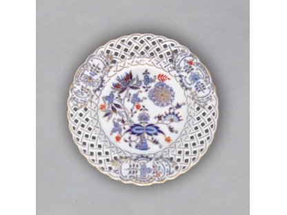 Zwiebelmuster gold plated with ruby ​​decoration Openwork plate 24cm Original Blue Onion Pattern Bohemia from Dubi 