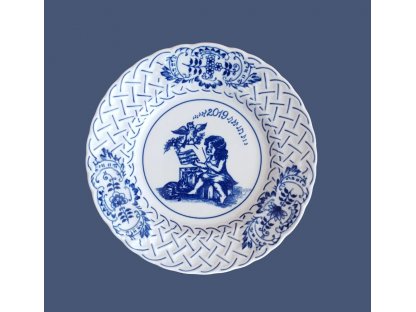 Zwiebelmuster Wall Plate Embossed 2018 18cm, Original Bohemia Porcelain from Dubi