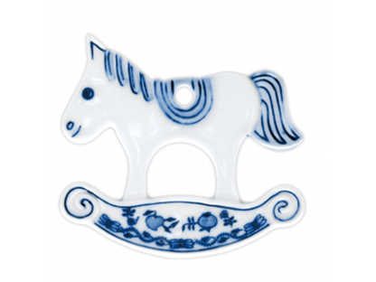 Cibulák Vánoční ozdoba houpací koník 8,0 x 8,9 cm 30g Originál Český porcelán Dubí 2