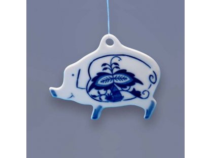 Cibulák Vánoční ozdoba Prasátko 7,7 x 6,4 cm  14g Originál Český porcelán Dubí 