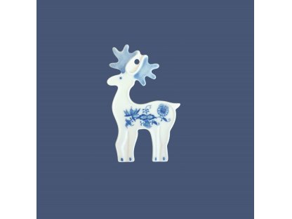 Cibulák Vánoční ozdoba sob 8x15cm Originál Český porcelán Dubí Zwiebelmuster Christmas ornament reindeer 8x15cm Original Blue Onion Pattern Bohemia from Dubi 
