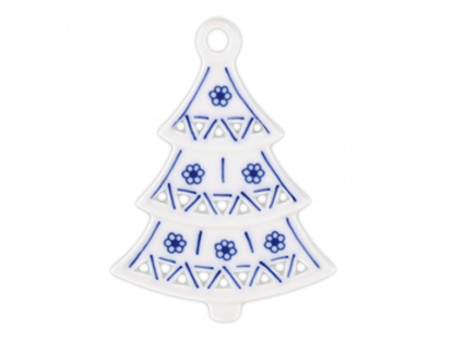 Cibulák Vánoční ozdoba stromeček prolamovaný 8,5 x 6,3 cm 20g Originál Český porcelán Dubí 