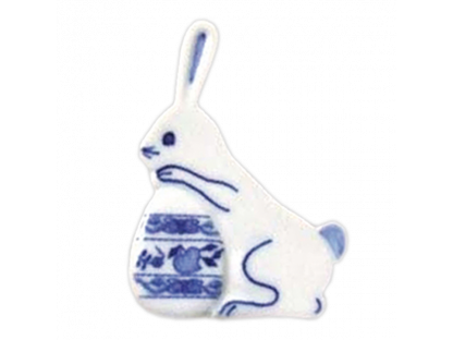 Cibulák Velikonoční ozdoba  zajíček s vajíčkem. zápich 7,0 x 5,3 cm Originál Český porcelán Dubí