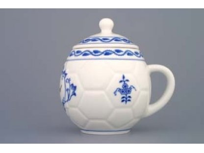 Víčko s výřezem k hrnku na med s nápisem Med cibulák 0,40 l originální cibulákový porcelán Dubí, cibulový vzor
