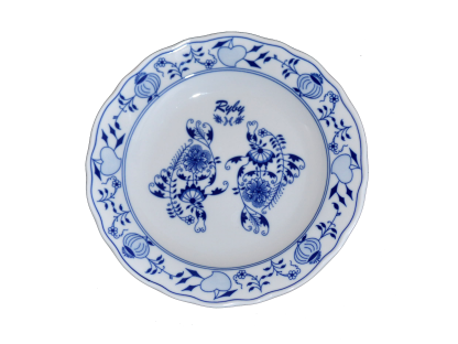 Zwiebelmuster Sternzeichen Horoskop Platte FISCHE 24cm Original Bohemia Porzellan Dubi Karlsbader 