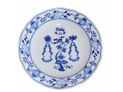 Zwiebelmuster Sternzeichen Horoskop Platte Waage 24cm Original Bohemia Porzellan Dubi Karlsbader 