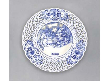 Zwiebelmuster Hängeteller durchbrochen Jubiläum 2005 18cm Original Bohemia Porzellan Dubi Karlsbader 