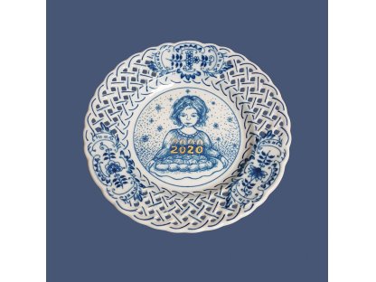 Cibulák Závěsný talíř prolamovaný 18cm výroční 2020 Originál Český porcelán Dubí 
