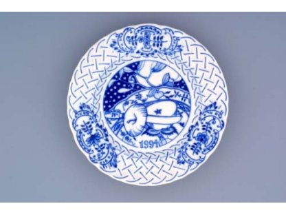 Zwiebelmuster Teller Jubiläum 1994 geprägt hängend 18cm Original Bohemia Porzellan Dubi Karlsbader 2