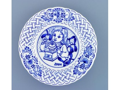 Zwiebelmuster Teller Jubiläum 2004  geprägt hängend 18cm Original Bohemia Porzellan Dubi Karlsbader 