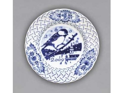 Zwiebelmuster Teller Jubiläum 2009  geprägt hängend 18cm Original Bohemia Porzellan Dubi Karlsbader