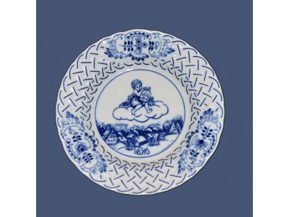 Zwiebelmuster Teller Jubiläum 2016 geprägt hängend 18cm Original Bohemia Porzellan Dubi Karlsbader