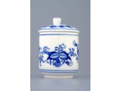 GREEN  Zwiebelmuster Mustard jar with lid without cutout 0.10l Original Blue Onion Pattern Bohemia from Dubi