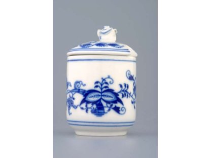 GREEN  Zwiebelmuster Mustard jar with lid with cutout 0.1l Original Blue Onion Pattern Bohemia from Dubi