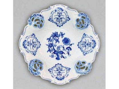 GRÜN  Zwiebelmuster Aida Schale, perforiert, 32cm Original Bohemia Porzellan Dubi Karlsbader