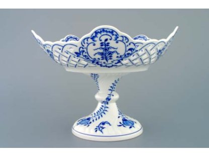 GREEN  Zwiebelmuster Openwork pentagonal bowl 24cm on a decorative low leg Original Blue Onion Pattern Bohemia from Dubi