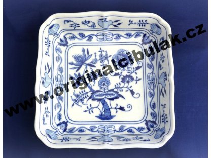GRÜN  Zwiebelmuster Quadratische Salatschüssel 24cm  Original Bohemia Porzellan Dubi Karlsbader