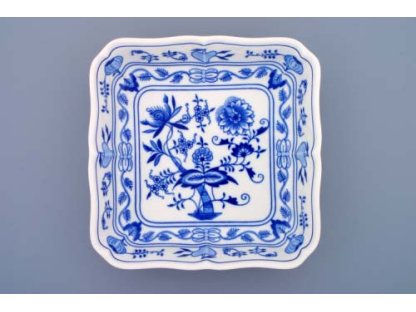 GRÜN  Zwiebelmuster Quadratische Salatschüssel 24cm  Original Bohemia Porzellan Dubi Karlsbader