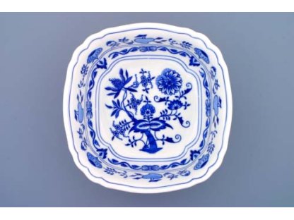 GRÜN  Zwiebelmuster Quadratische Salatschüssel 26cm Italienisch Original Bohemia Porzellan Dubi Karlsbader