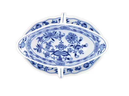 GREEN  Zwiebelmuster Oval sauce pan with stand 0.55l Original Blue Onion Pattern Bohemia from Dubi 