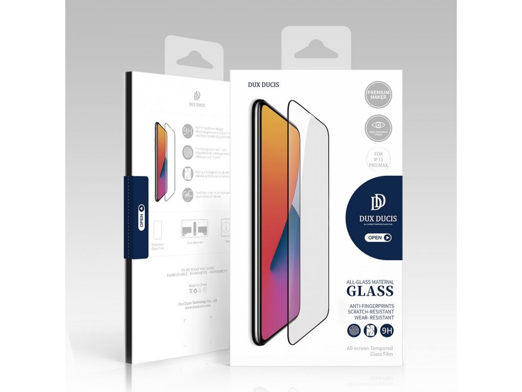 10D Tempered Glass odolné 9H tvrzené sklo přes celou obrazovku s rámečkem iPhone 13 Pro Max čiré (vhodné do pouzdra)