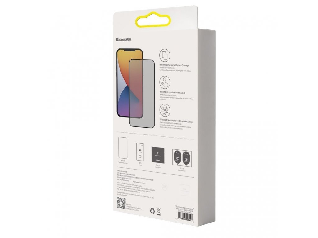 2x tvrzené sklo 0;23 mm Anti Spy na celý displej s rámem iPhone 12 Pro / iPhone 12 černé (SGAPIPH61P-ATG01)