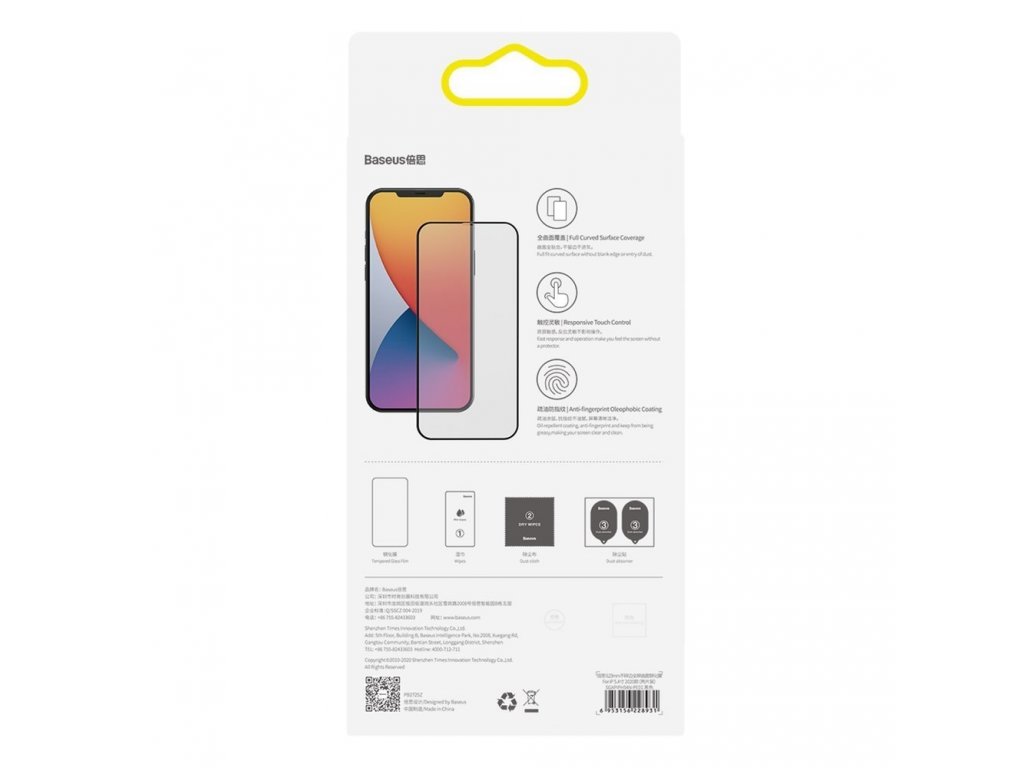 2x tvrzené sklo 0;23 mm na celý displej s rámem iPhone 12 mini černé (SGAPIPH54N-PE01)